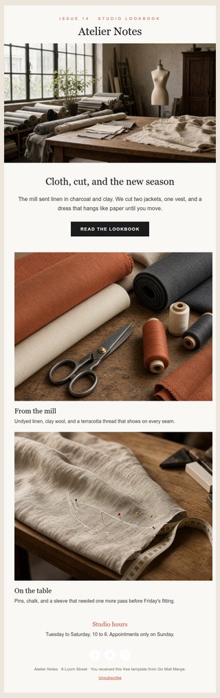 Atelier Notes newsletter template