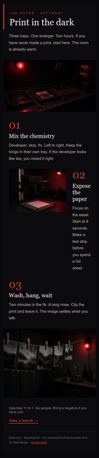 Darkroom newsletter template