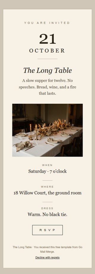 The Long Table newsletter template
