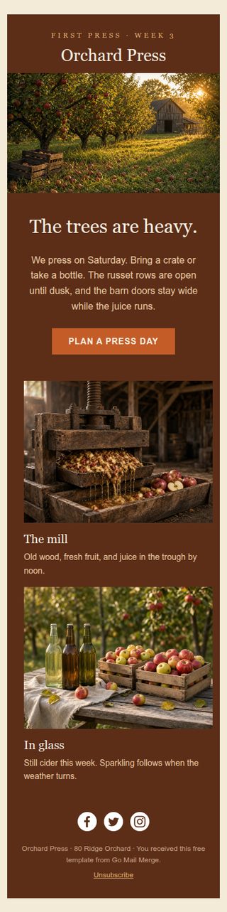 Orchard Press newsletter template